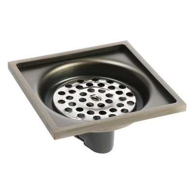 Трап ZEIN, 100×100 мм, вертикальный, d=32 мм, нержавеющая сталь, античная бронза