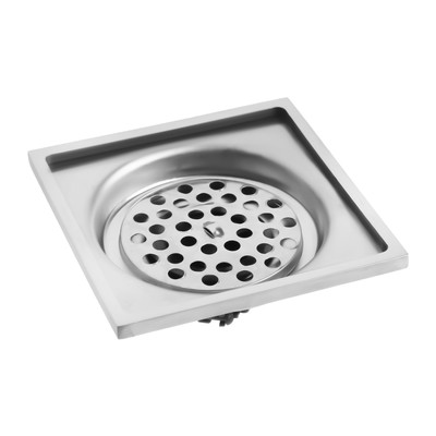 Трап ZEIN engr, 100х100 мм, вертикальный, d=32 мм, нержавеющая сталь, хром