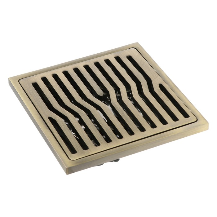 Трап ZEIN, 100×100 мм, вертикальный, d=32 мм, нержавеющая сталь, античная бронза