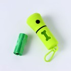 Контейнер с фонариком, пакеты для уборки за собаками (рулон 15 шт), зеленый - Фото 3