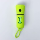 Контейнер с фонариком, пакеты для уборки за собаками (рулон 15 шт), зеленый - фото 8729214