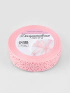 Лента декоративная, репсовая «Ажурные цветы», 25 мм, 9.1±0.5 м, розовая - Фото 2