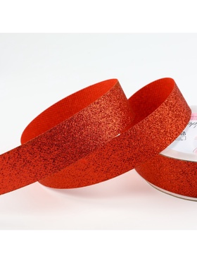 Лента декоративная «Блёстки», 25 мм × 9.1 ± 0.5 м, цвет красный