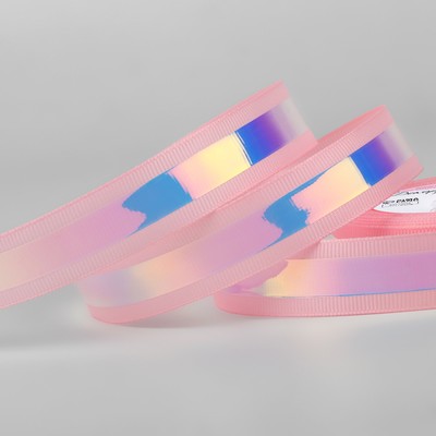 Лента декоративная, с голографией, 20 мм, 9.1±0.5 м, розовая