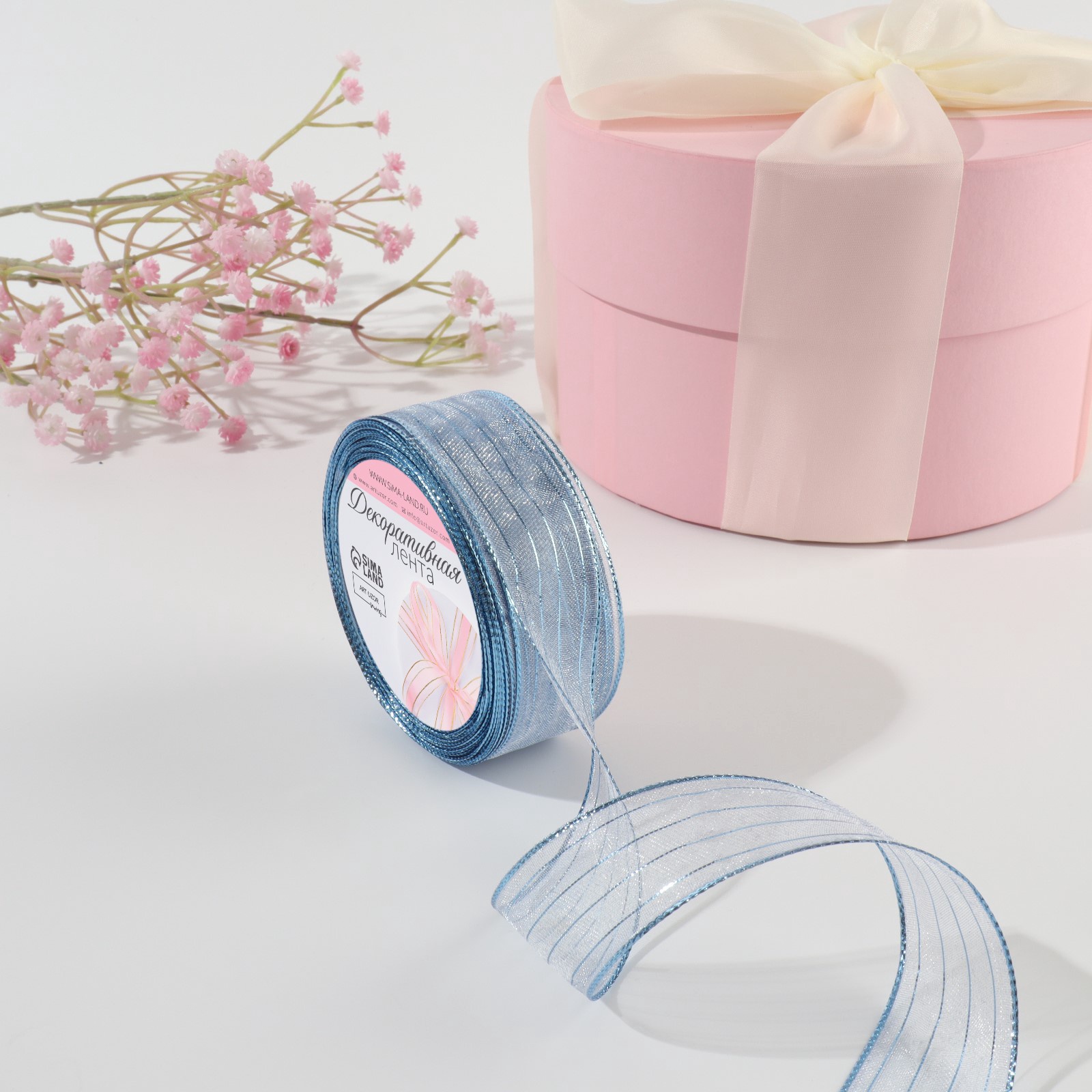 Лента капроновая, с люрексом, 25 мм × 9,1 ± 0,5 м, цвет голубой Лента капроновая, с люрексом, 25 мм × 9,1 ± 0,5 м, цвет голубой