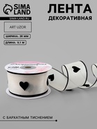 Лента капроновая «Сердечки», с рисунком, 38 мм×9.1±0.5 м, бежевая, чёрная - Фото 3