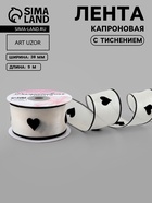 Лента капроновая «Сердечки», с рисунком, 38 мм×9.1±0.5 м, бежевая, чёрная - Фото 3