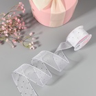 Лента капроновая, со стразами, 38 мм × 9.1 ± 0.5 м, цвет белый - Фото 2