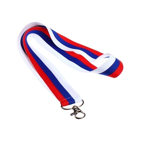 Лента для бейджа ширина -24 мм, длина-80 см с карабином, ТРИКОЛОР, Calligrata (комплект 50 шт)