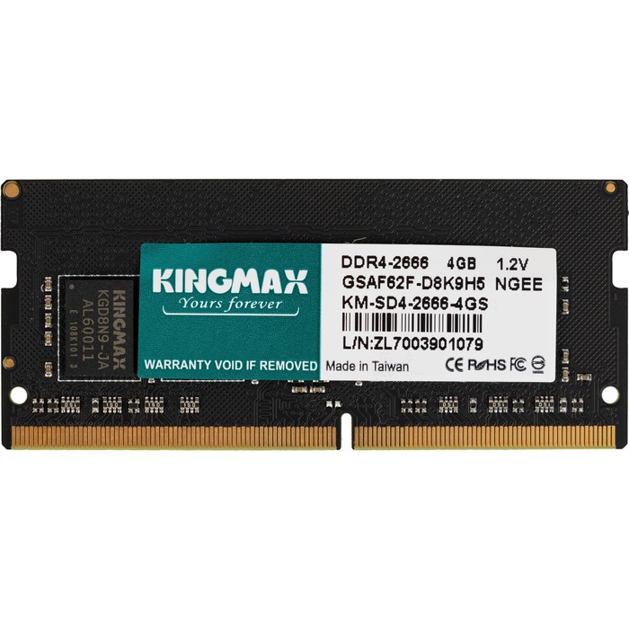 Память DDR4 4GB 2666MHz Kingmax KM-SD4-2666-4GS RTL PC4-21300 CL19 SO-DIMM 260-pin 1.2В dua   102936 - фото 51516245