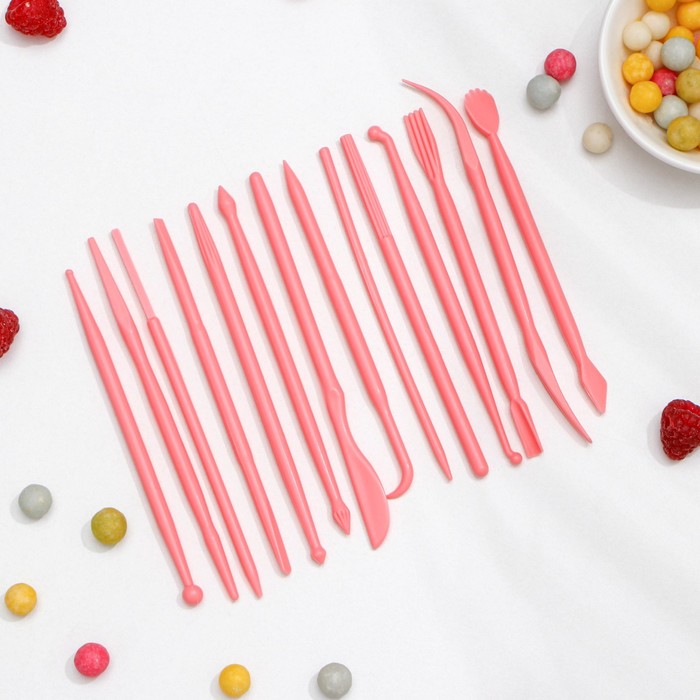 Набор для моделирования кондитерских украшений Доляна, 14 шт., 12×0.5 см, розовый - Фото 1