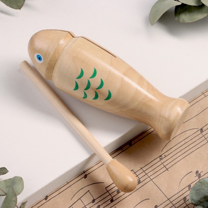 Музыкальный инструмент Гуиро Music Life деревянный, рыбки - Фото 1