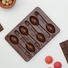 Форма для шоколада Доляна «Ложечки», силикон, 18×12×1.2 см, 6 ячеек (9.8×2.3 см), коричневая - Фото 3
