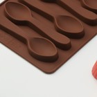 Форма для шоколада Доляна «Ложечки», силикон, 18×12×1.2 см, 6 ячеек (9.8×2.3 см), коричневая - Фото 5