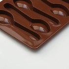 Форма для шоколада Доляна «Ложечки», силикон, 18×12×1.2 см, 6 ячеек (9.8×2.3 см), коричневая - Фото 4