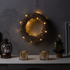 {{photo.Alt || photo.Description || 'УЦЕНКА Светодиодная фигура «Венок золотистый» 30 см, металл, от батареек ААх2, свечение тёплое белое'}}