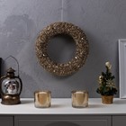 УЦЕНКА Светодиодная фигура «Венок золотистый» 30 см, металл, от батареек ААх2, свечение тёплое белое 10299653