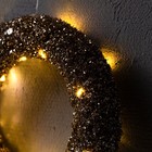 УЦЕНКА Светодиодная фигура «Венок золотистый» 30 см, металл, от батареек ААх2, свечение тёплое белое 10299653