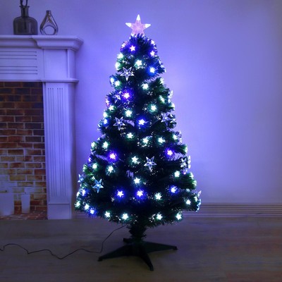 УЦЕНКА Ёлка светодиодная «Галактика» 120 см, диаметр нижнего яруса 60 см, 125 ПВХ веток, мигание, свечение белое/синие