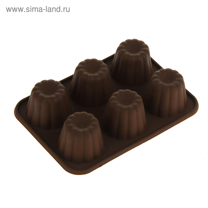 Форма силиконовая для украшений Доляна «Пуддинг», 12×8×2 см, 6 ячеек - Фото 1