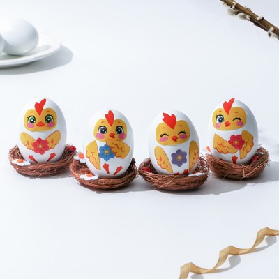 Пасхальный декор яиц «Цыплята» на пасху, 14.5×15×2 см