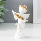 Сувенир полистоун "Белоснежный ангел с золотыми розами в листе" 6х4х11 см - фото 320958222