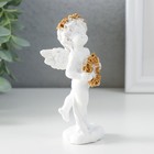 Сувенир полистоун "Белоснежный ангел с венком из золотых роз" 5х4,5х12 см - Фото 2