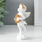 Сувенир полистоун "Белоснежный ангел с венком из золотых роз" 5х4,5х12 см - Фото 4