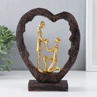 Сувенир полистоун "Влюблённые в сердце - признание в любви" золото 16х6х20 см - фото 3392187