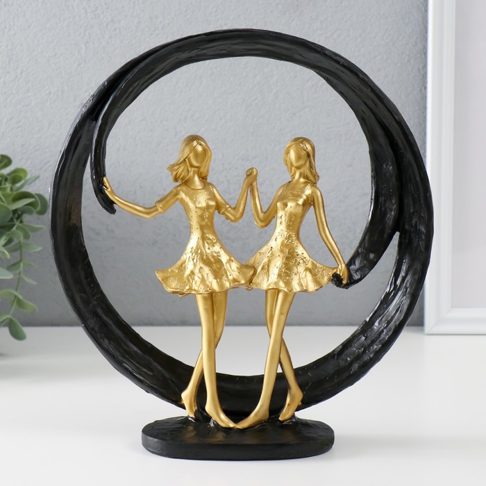 Фигурка полистоун «Две подружки. Абстракция», золото с чёрным, 24.5×7×26.5 см
