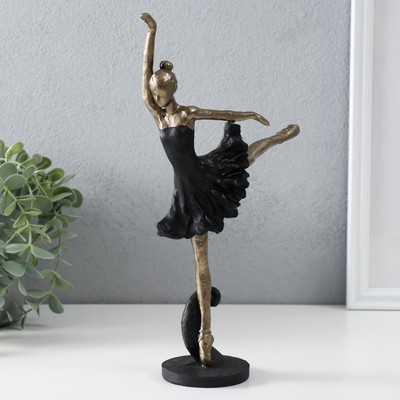 Сувенир полистоун "Танцующая балерина" бронза с чёрным 19х7х28 см