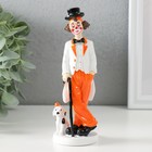 Фигурка полистоун «Клоун с тростью и пёсиком», бело-оранжевый, 5×5×15 см - Фото 1