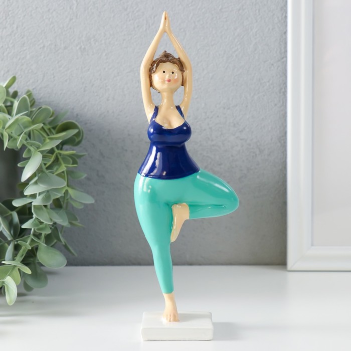 Фигурка полистоун «Пышечка: йога поза дерева», сине-бирюзовая, 7×4.5×20.5 см - Фото 1