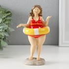 Фигурка полистоун «Пышечка в полосатом купальнике с надувным кругом», 9×6.5×15.5 см - Фото 1