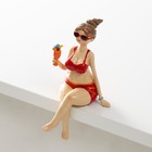 Сувенир полистоун "Пышечка в красном купальнике, с коктейлем" 7х6,5х15 см - Фото 2