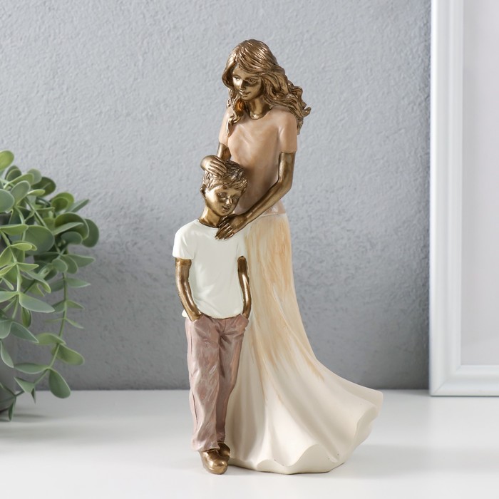 Фигурка полистоун «Мама с сыном», бронза, пастельные оттенки, 11×8×22.5 см - Фото 1