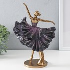 Сувенир полистоун "Балерина в фиолетовом платье с рюшами" бронза 20,5х11,5х29,5 см - Фото 4