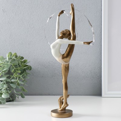 Фигурка полистоун «Гимнастка с лентой», бронза, 14×6.5×32.5 см