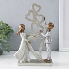 Фигурка полистоун «Малыши и инсталляция с сердцами», бронза, серебро, 15.5×6×23 см - Фото 1