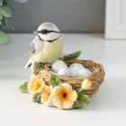 Фигурка полистоун «Синичка в гнезде, с цветами», 11×8×7 см - Фото 4