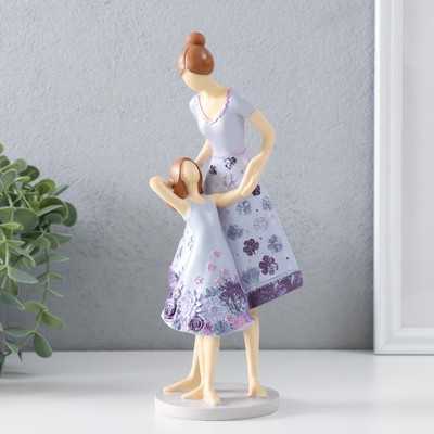 Фигурка полистоун «Мама с дочкой в сиреневых платьях с цветами», 9×8.5×23.5 см