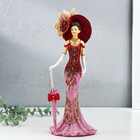 Сувенир полистоун "Леди в розовом платье, в шляпе, с зонтом" 11,5х9,5х28,5 см - фото 320958531
