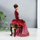 Сувенир полистоун "Мадмуазель в бордовом платье, с сумочкой, сидит на стуле" 13,5х12,5х21 см   98380 - Фото 5