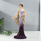 Сувенир полистоун "Леди в сиренево-фиолетовом платье с накидкой" 13х9х31,5 см - фото 4405580