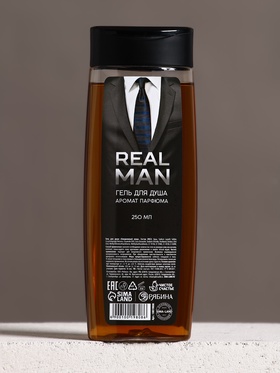 Подарочный набор REAL STRONG MAN, гель для душа 200 мл и мочалка для тела, HARD LINE