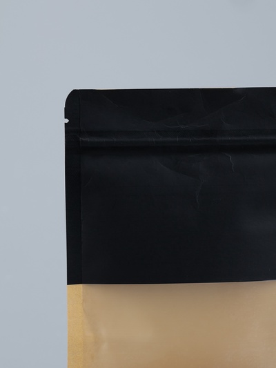 Пакет Zip-lock Крафт с прямоугольным окном, черный,12×20×4 см