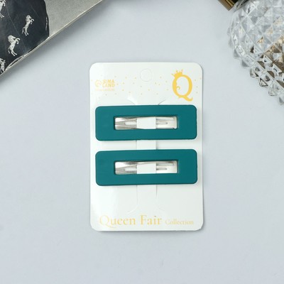 Невидимки для волос «Адели», набор 2 шт., матовый прямой, 5 см, зелёные