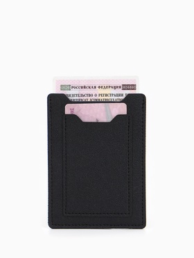Обложка для автодокументов, СТС и права, 9×0.3×12.5 см, чёрная