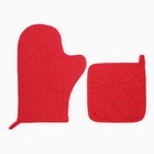 Набор кухонный «Доляна. Грибы»: варежка 20×28 см, прихватка 17×17 см, 35% хлопок, 65% п/э - Фото 3