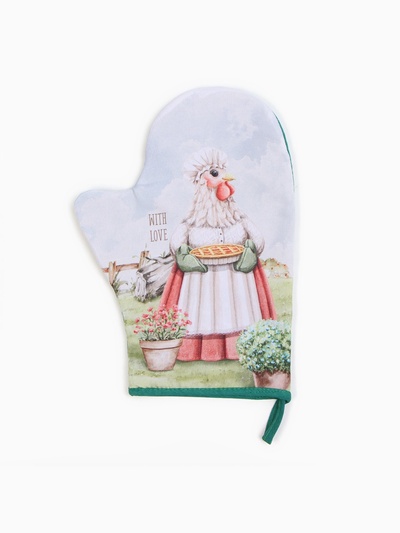 Варежка-прихватка Доляна "Курочка" 20х28 см, 35% хл, 65% пэ, ватин 250 г/м2